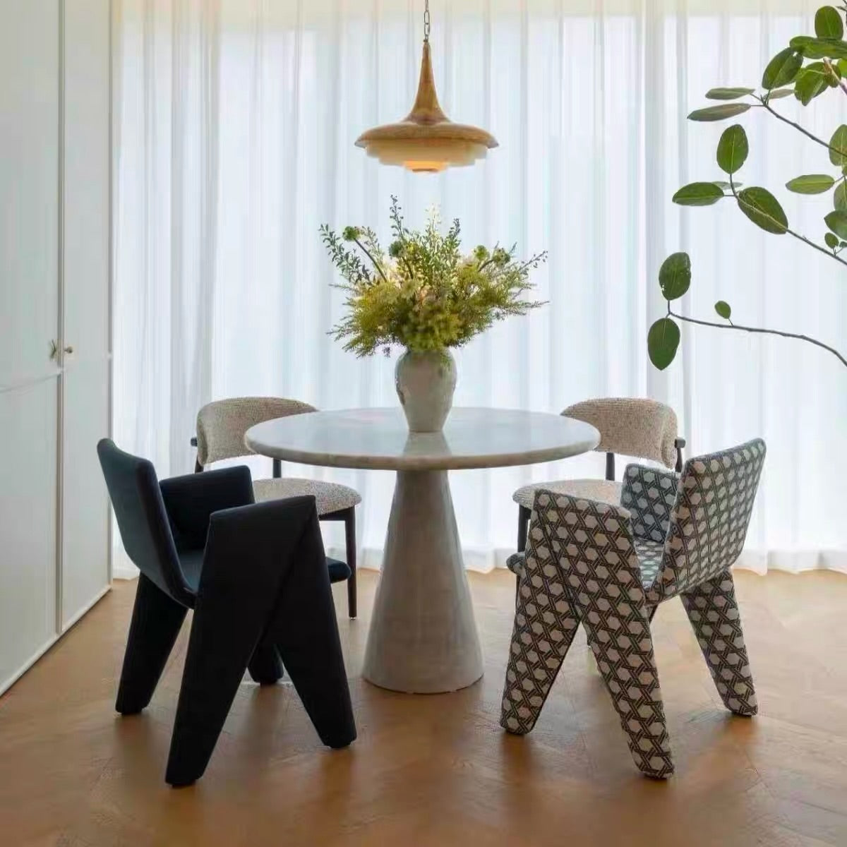 Hommie Angular Pattern Fabric Chair HBCH030 2