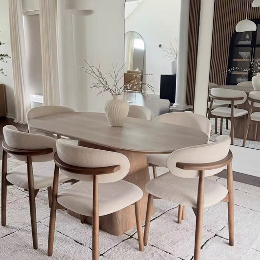 Hommie Wood Oval Pedestal Dining Table HBTD038 1