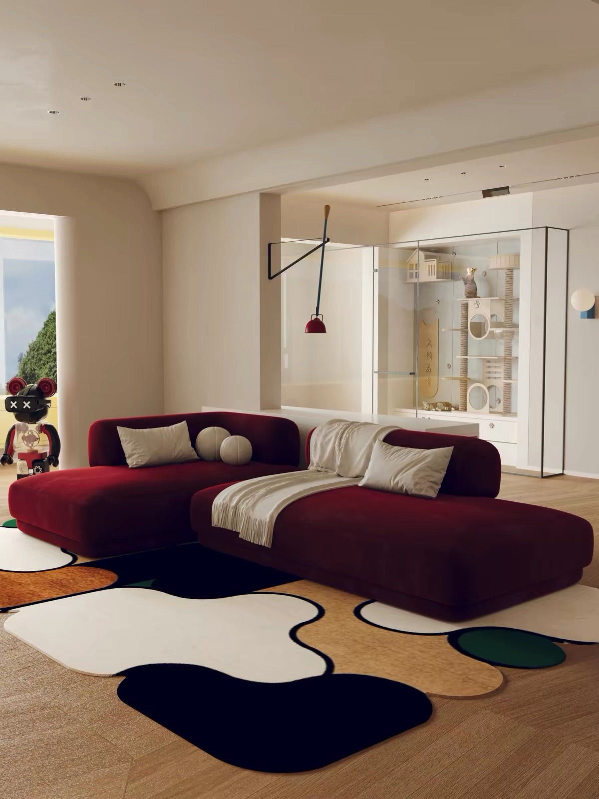 Hommie Burgundy Modular Low Sofa HBSF074 5