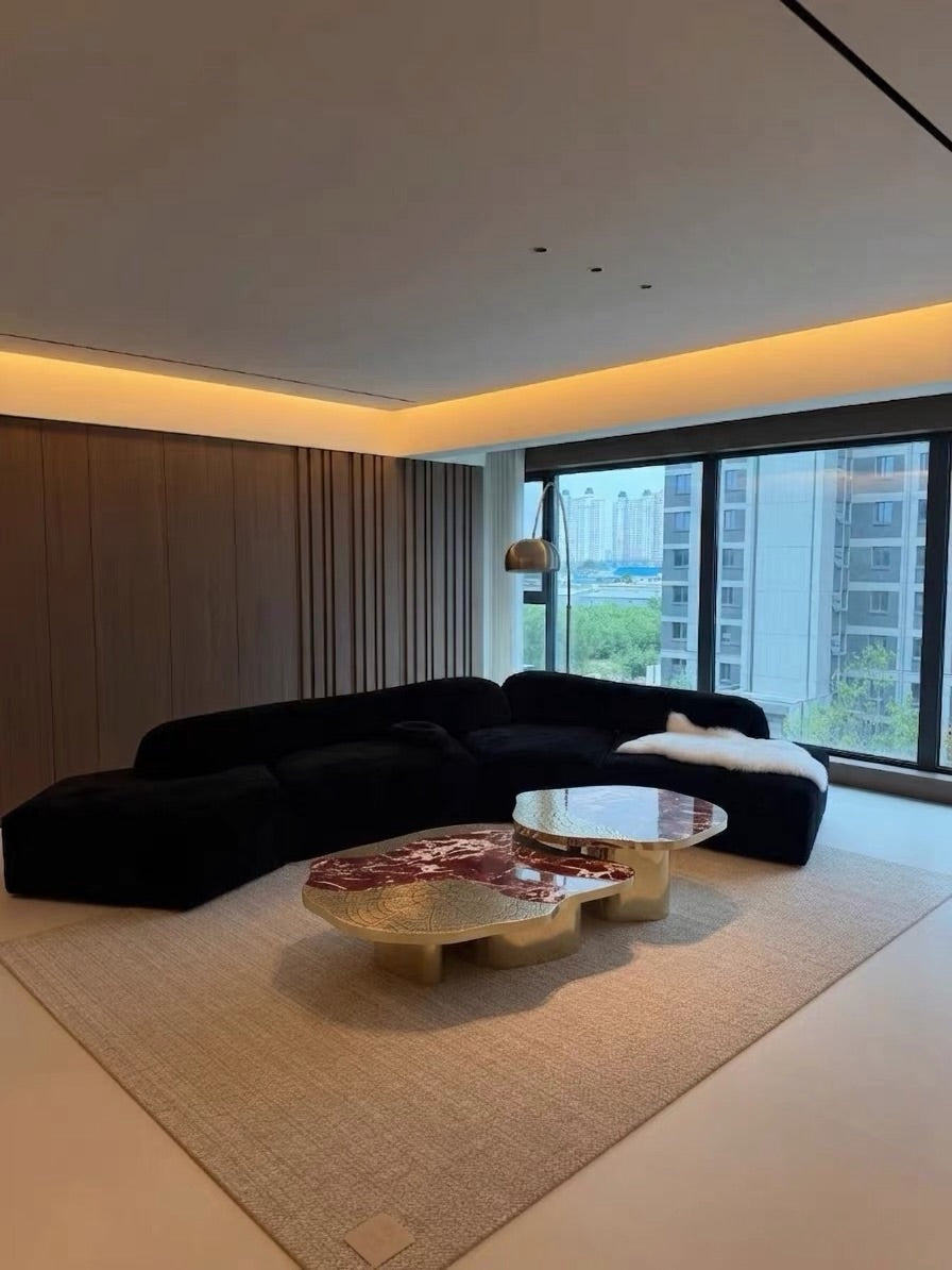 Hommie Red Marble Gold Organic Coffee Table HBFT039 2