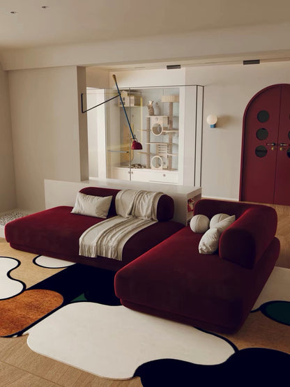 Hommie Burgundy Modular Low Sofa HBSF074 3