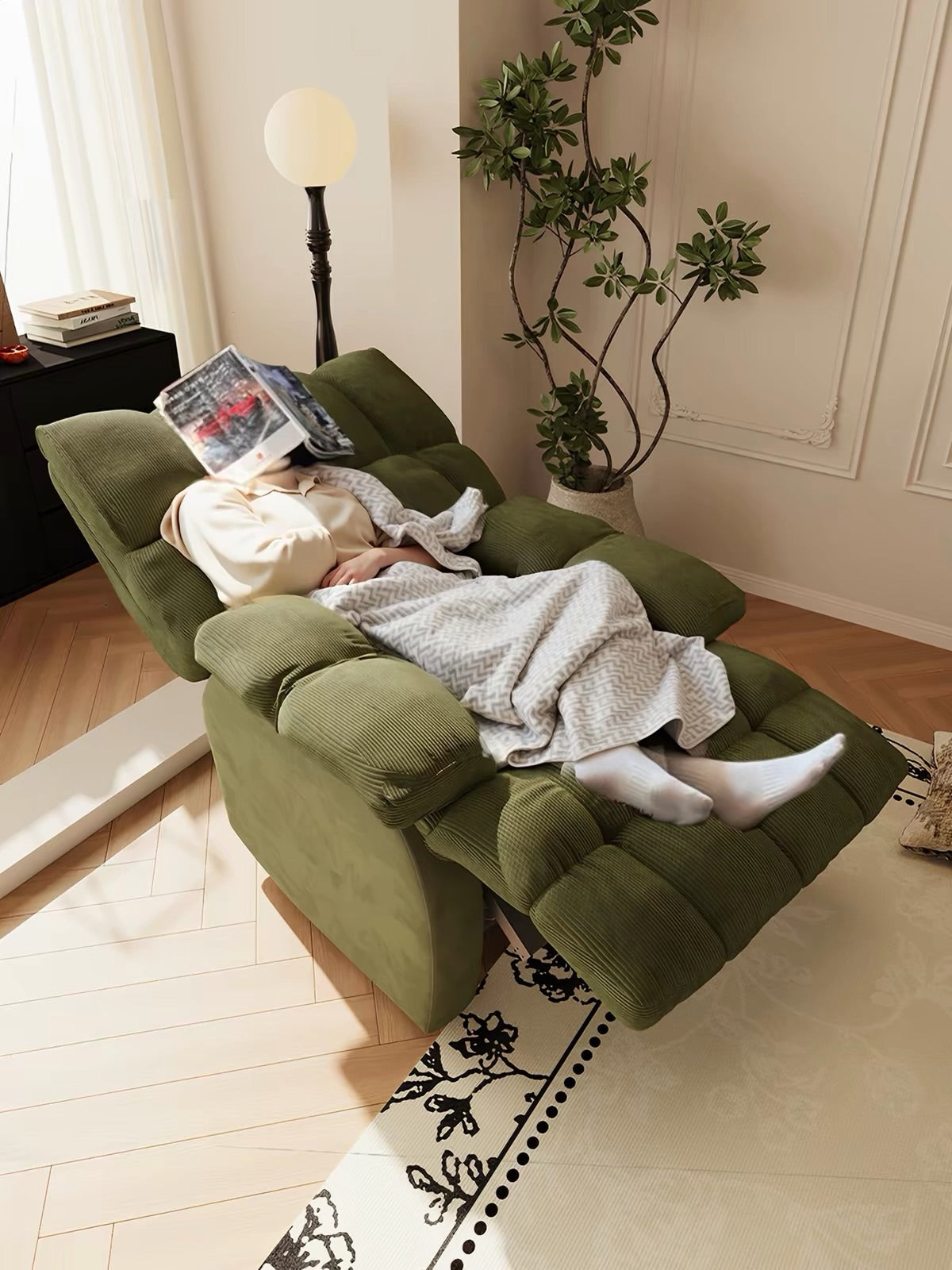 Hommie Green Tufted Electric Recliner Armchair HBAC042 1
