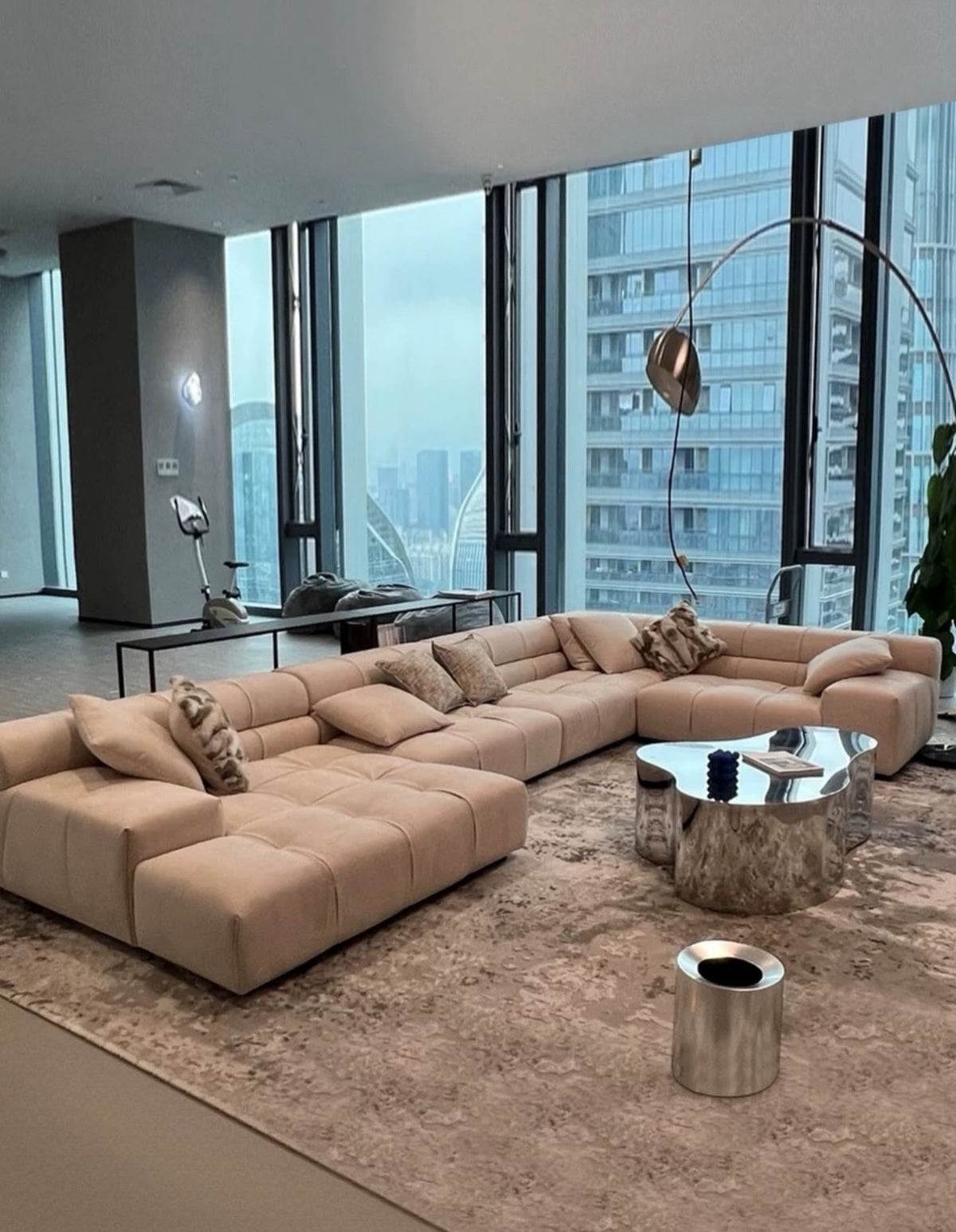 Hommie Beige Tufted U-Shaped Modular Sofa HBSF073 1