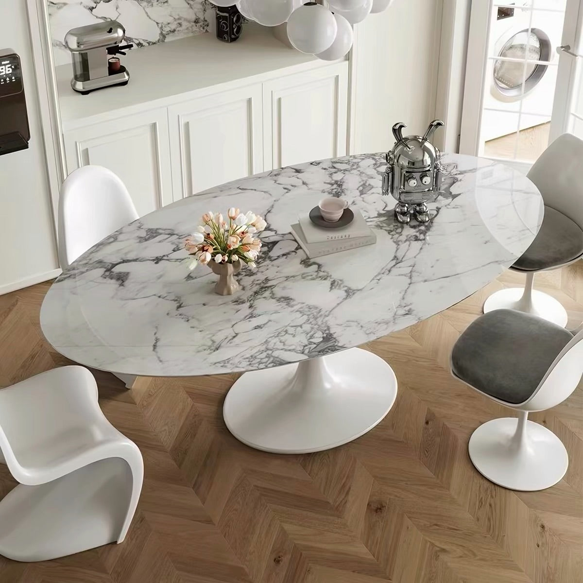 Hommie Oval Marble Tulip Dining Table HBTD037 2