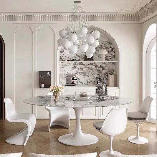 Hommie Oval Marble Tulip Dining Table HBTD037 1