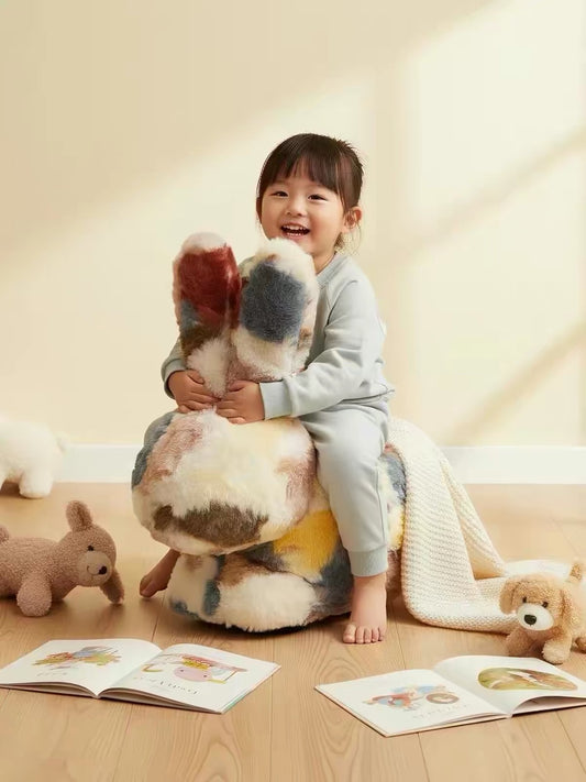 Hommie Patchwork Fluffy Rabbit Stool HBST036 1