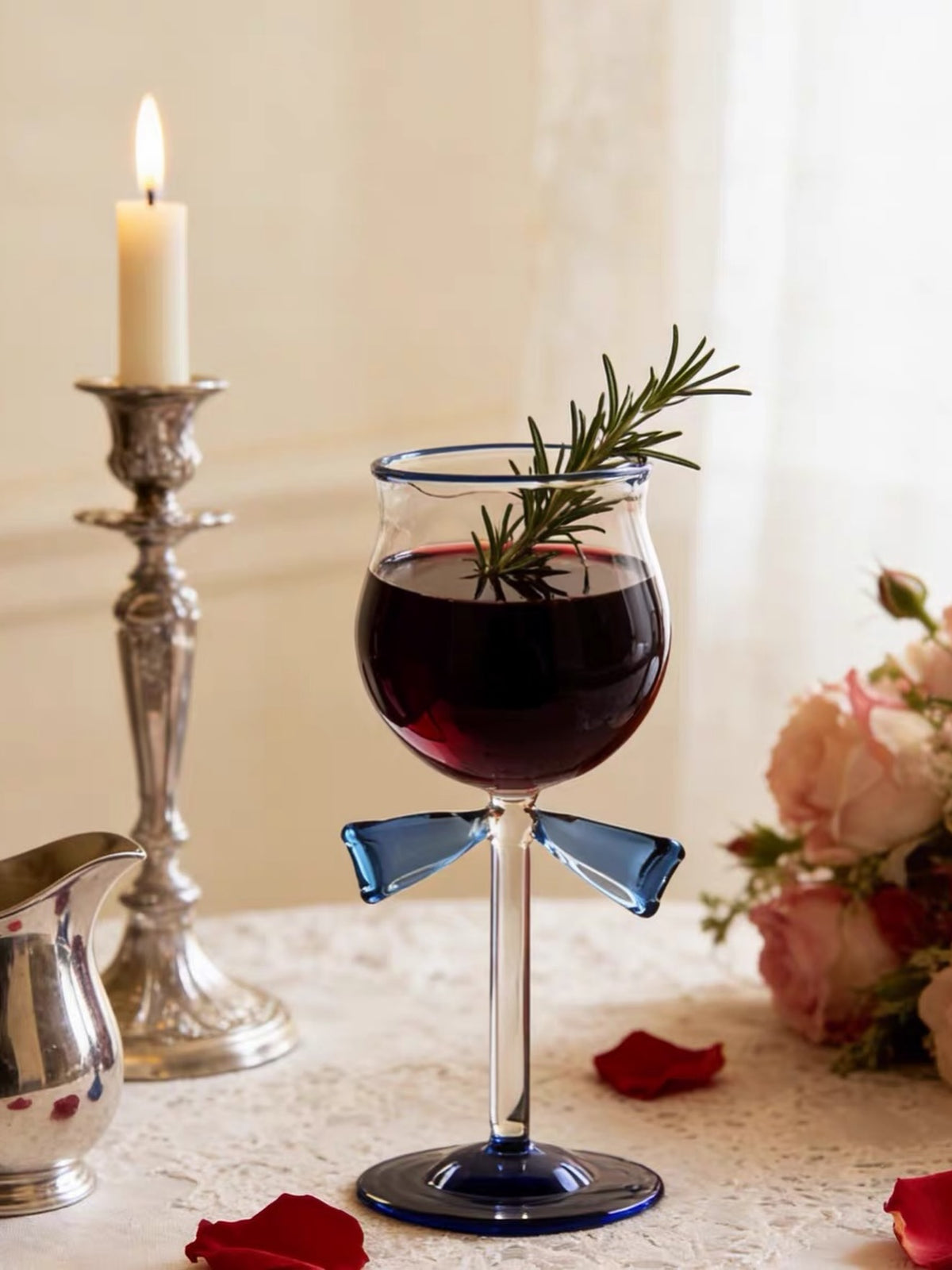 Hommie Blue Bow Stem Wine Glass HBKK046 2
