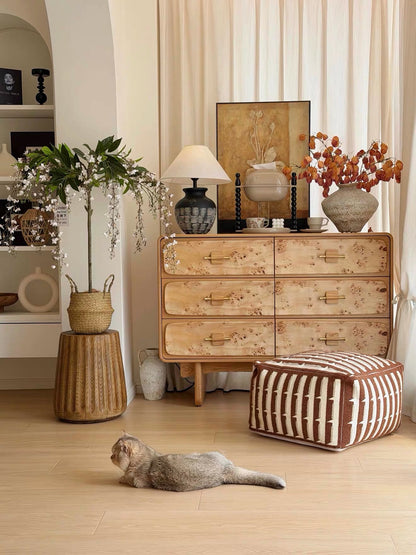Hommie Brown Stripe Square Pouf HBST033 1