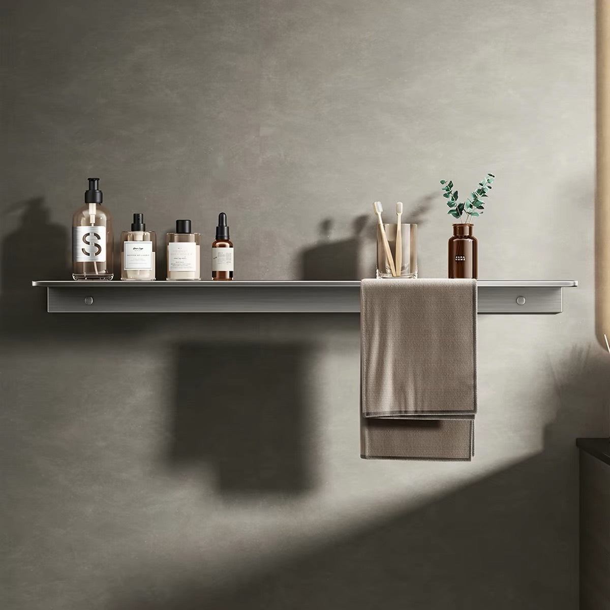 Hommie Stainless Bathroom Shelf with Towel Bar HBBK007 2