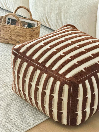 Hommie Brown Stripe Square Pouf HBST033 5