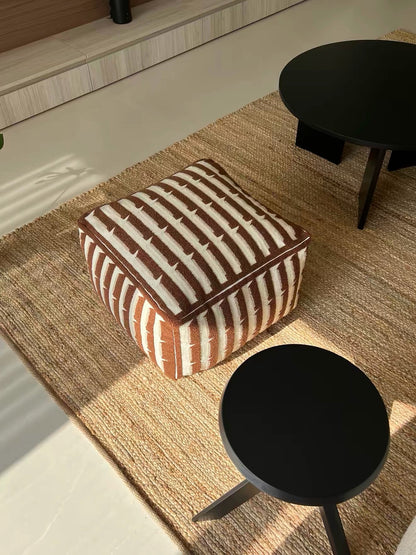 Hommie Brown Stripe Square Pouf HBST033 4