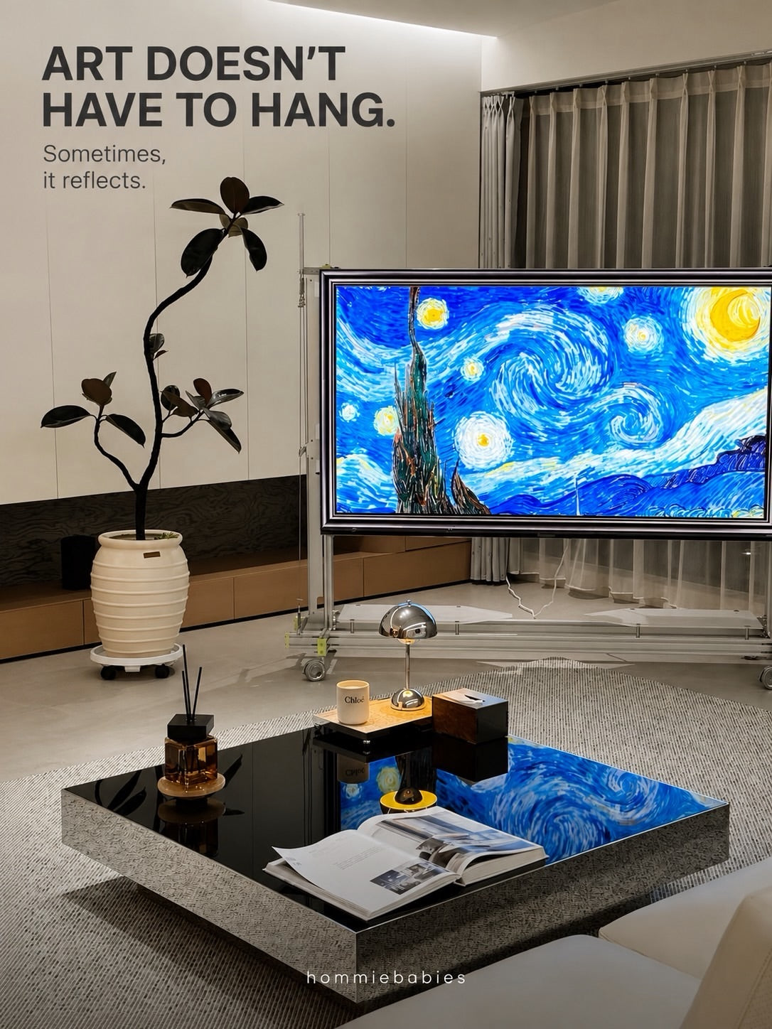 Hommie Black Glass Mirror Coffee Table HBFT029 1