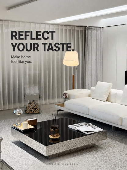 Hommie Black Glass Mirror Coffee Table HBFT029 3