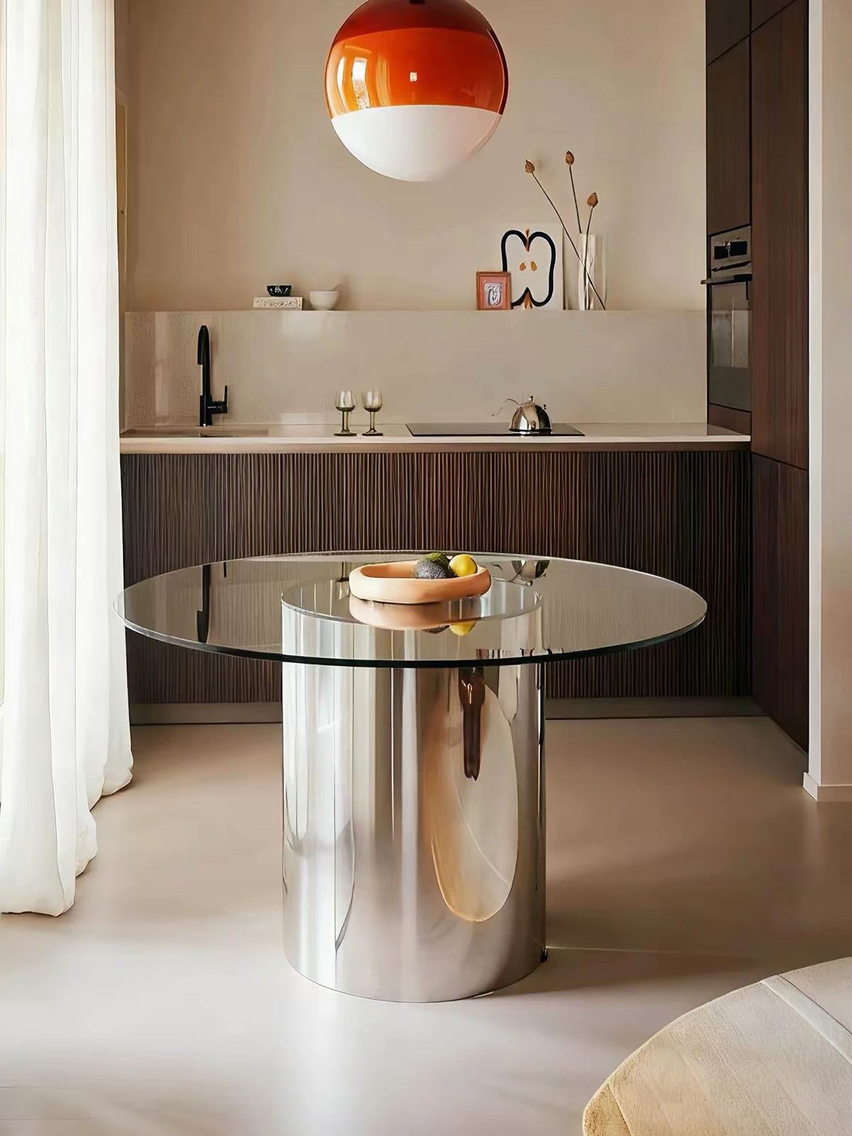 Hommie Stainless Cylinder Glass Round Table HBTD032 4