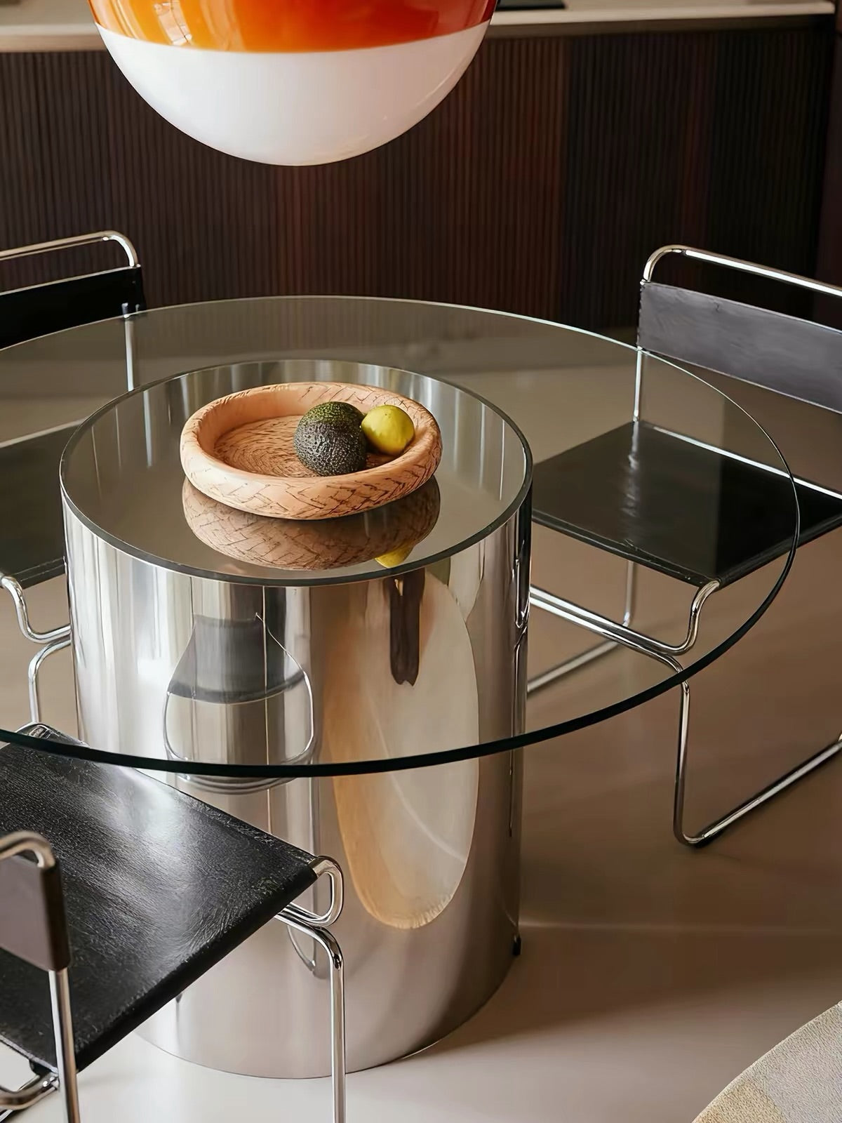 Hommie Stainless Cylinder Glass Round Table HBTD032 2
