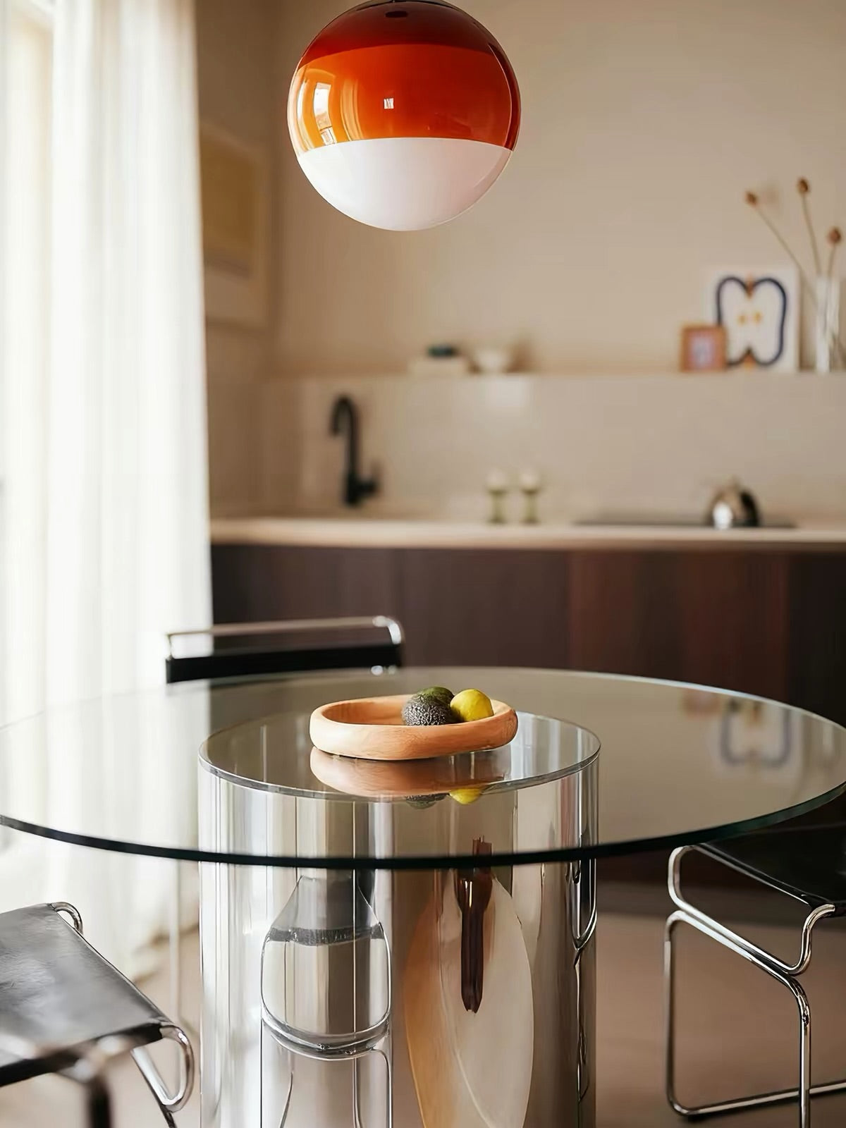 Hommie Stainless Cylinder Glass Round Table HBTD032 5