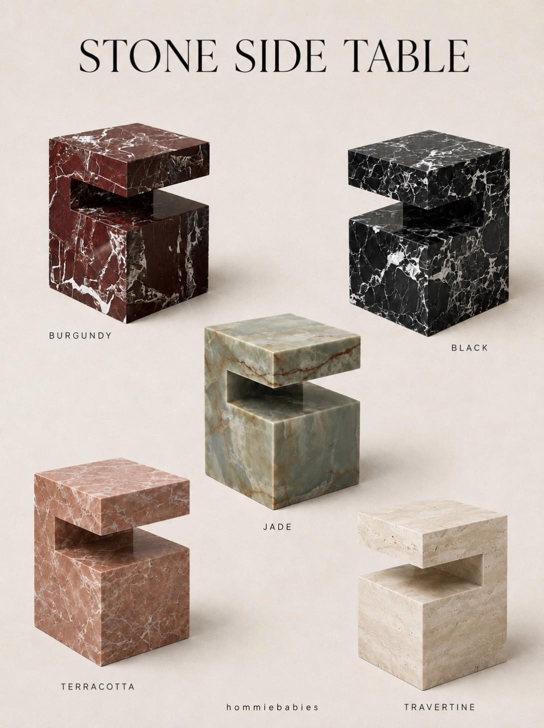 Hommie Cantilever Stone Side Table HBLC025 1