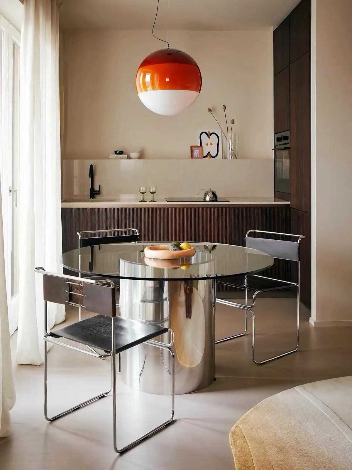 Hommie Stainless Cylinder Glass Round Table HBTD032 1