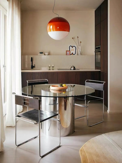 Hommie Stainless Cylinder Glass Round Table HBTD032 1