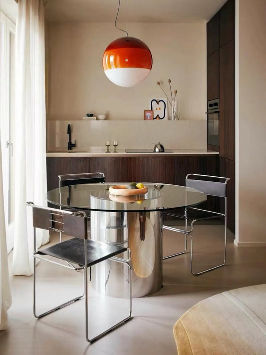 Hommie Stainless Cylinder Glass Round Table HBTD032 1