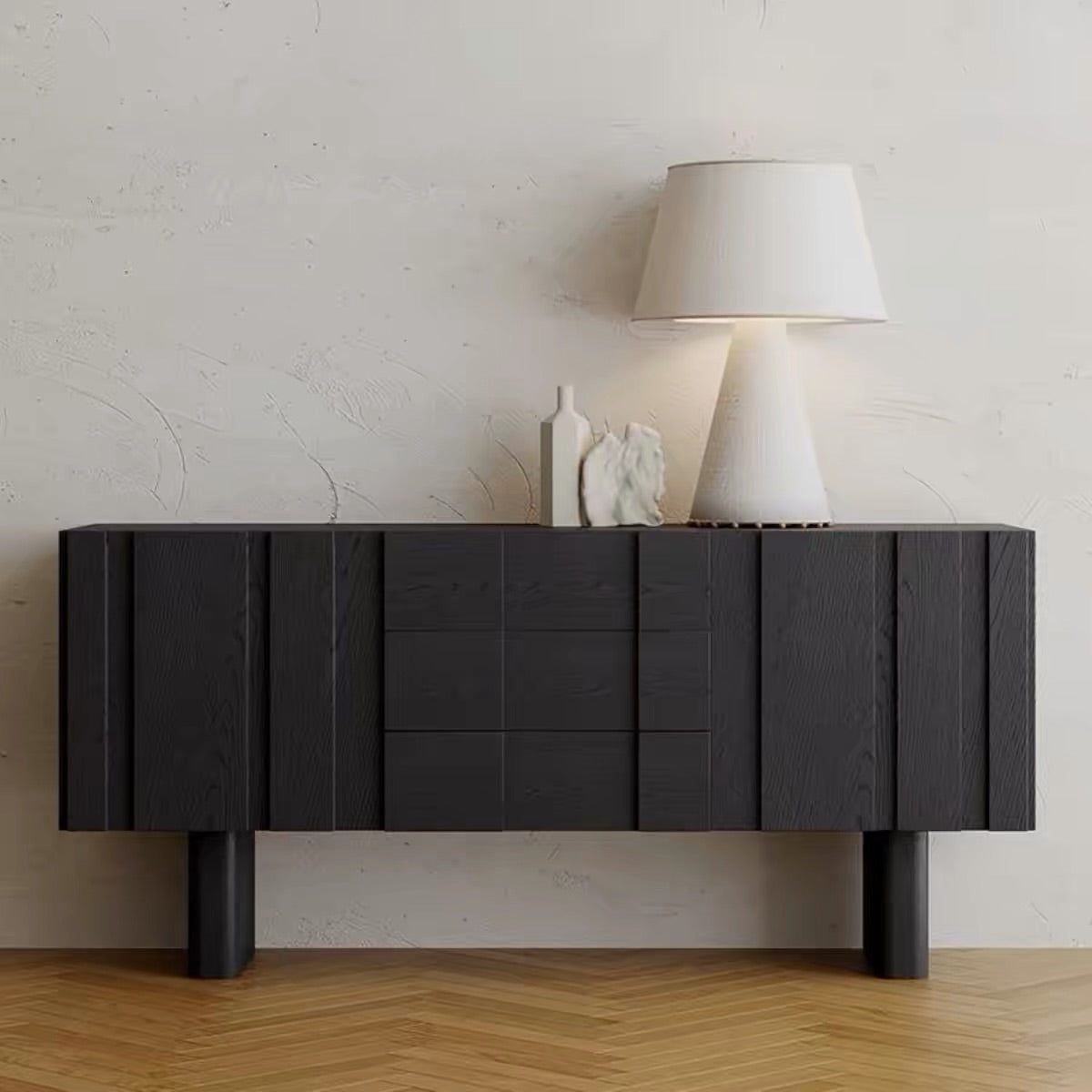 Hommie Grooved Teak Console Cabinet HBCB019 3