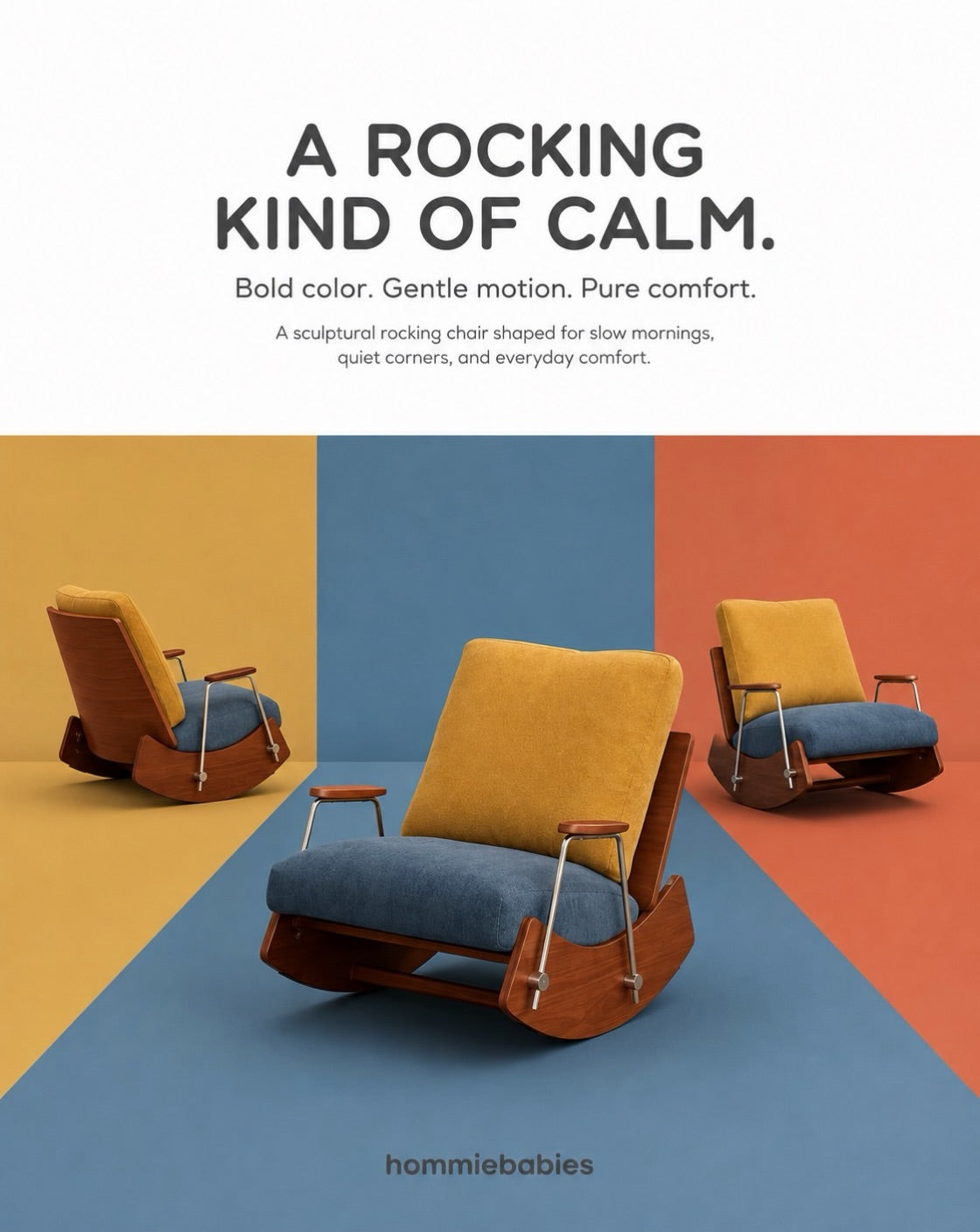 Hommie Color Block Rocking Armchair HBAC038 1