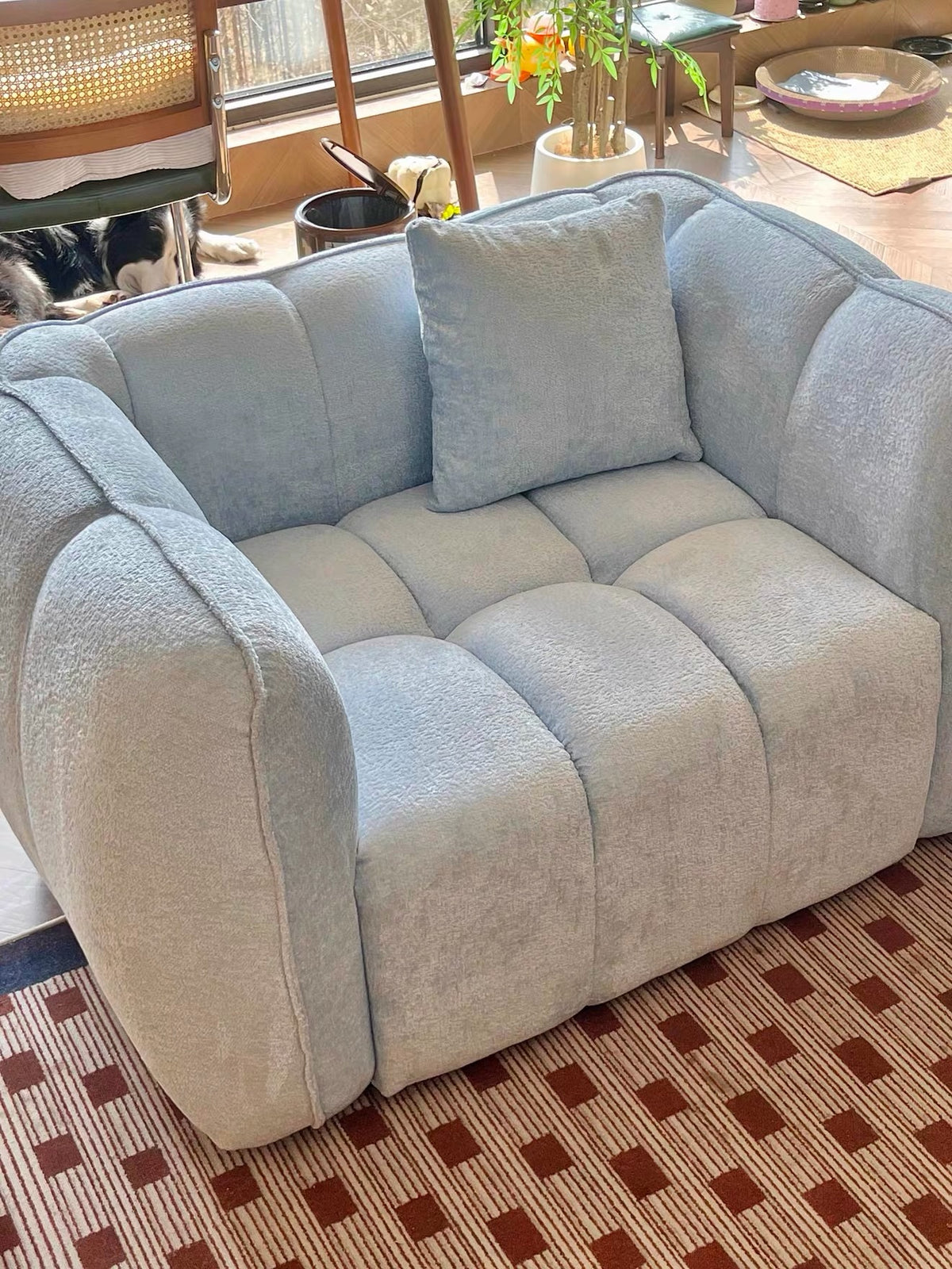 Hommie Light Blue Channel Tufted Armchair HBAC040 2