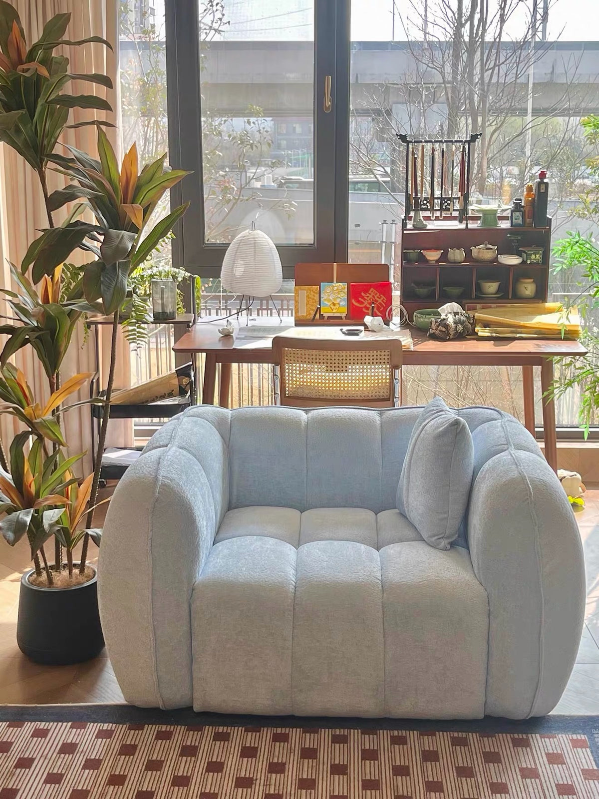Hommie Light Blue Channel Tufted Armchair HBAC040 1