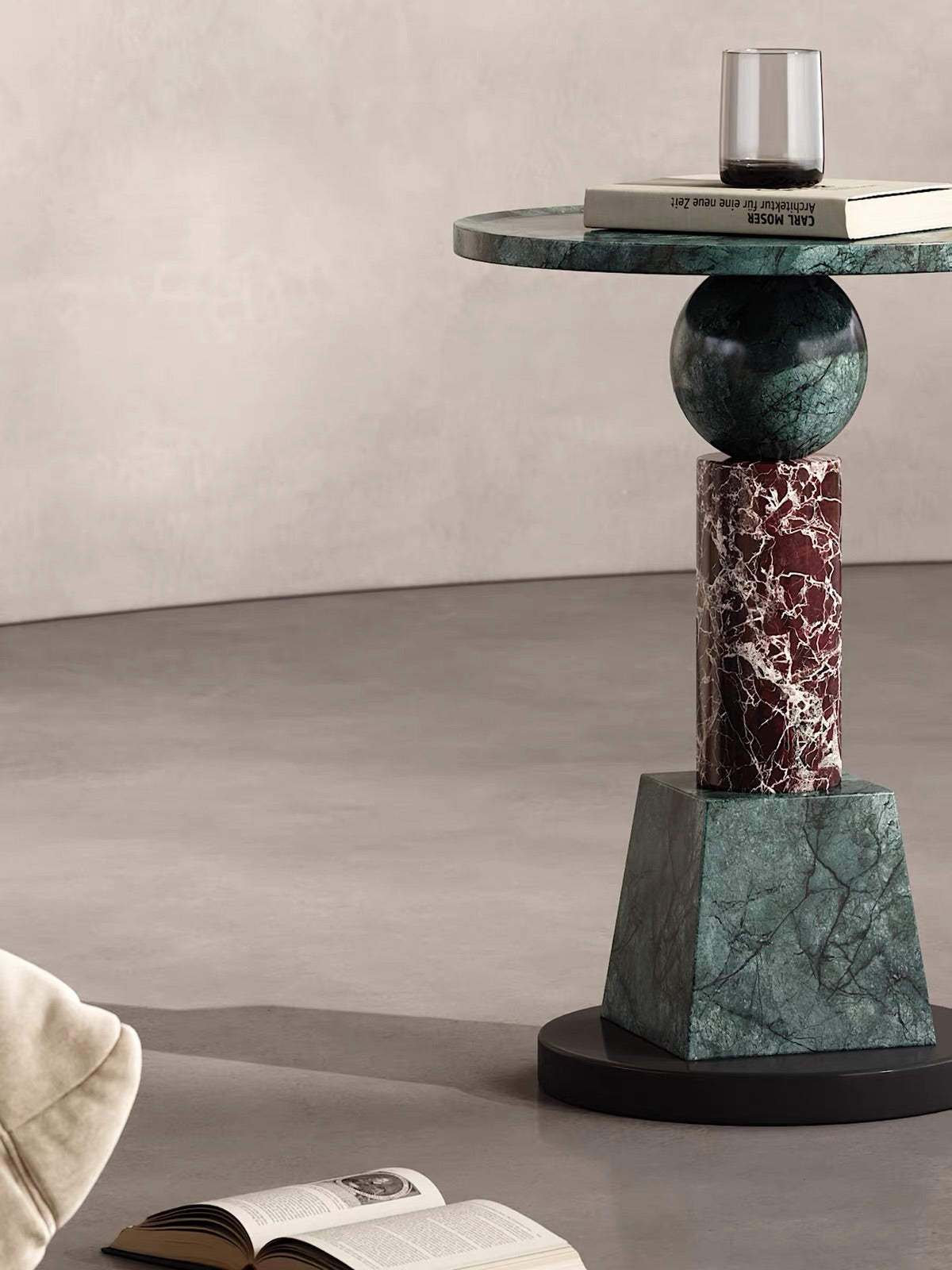 Hommie Green Marble Pedestal Side Table HBLC021 4