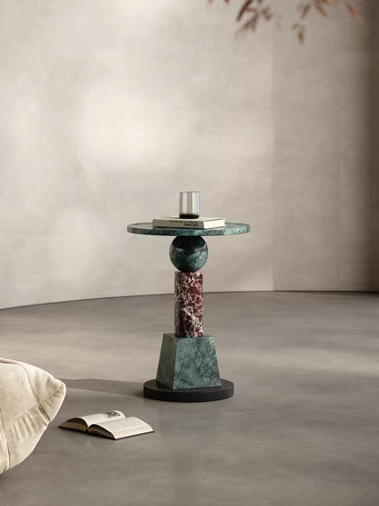 Hommie Green Marble Pedestal Side Table HBLC021 2