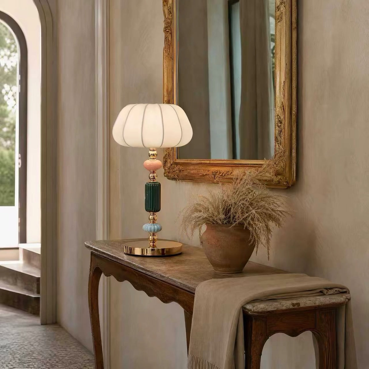 Hommie Beaded Stem Pleated Table Lamp HBCL034 2