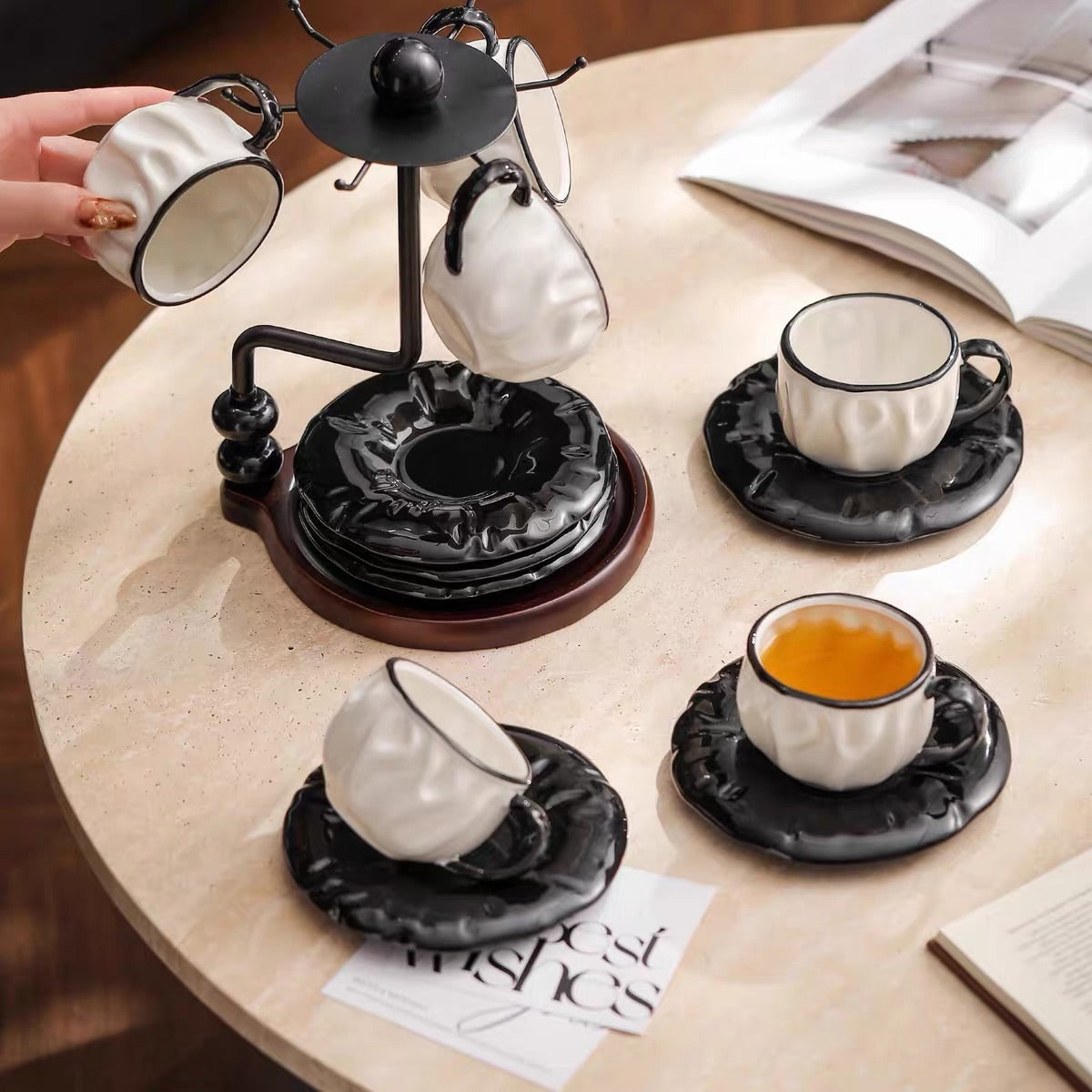 Hommie Wavy Cup Tea Set with Stand HBKK044 1