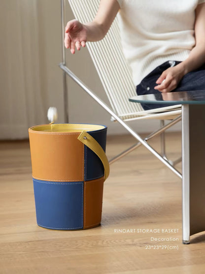 Hommie Two-Tone Leather Storage Basket HBHD013 1