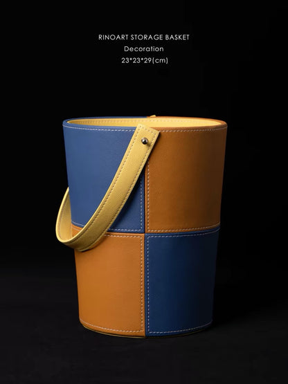 Hommie Two-Tone Leather Storage Basket HBHD013 5