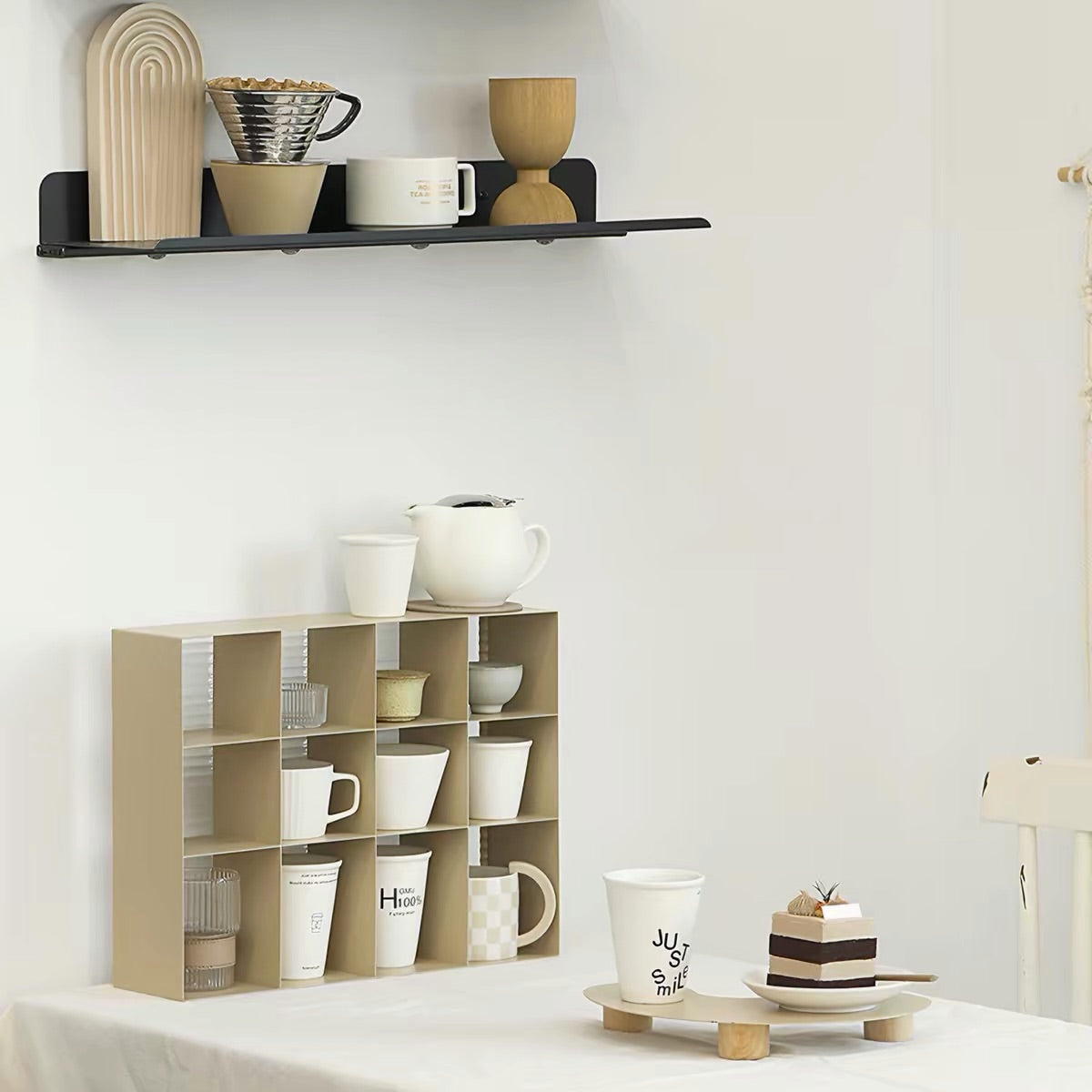 Hommie Beige Grid Cup Shelf HBKK041 2