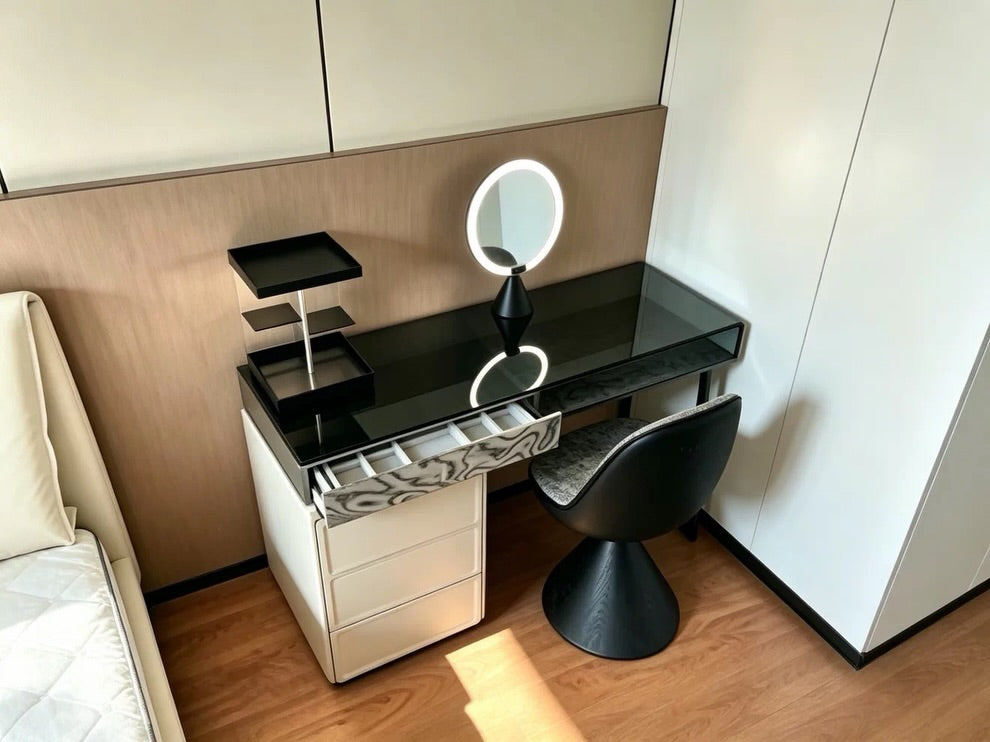 Hommie Black Glass Dressing Table HBMB012 2