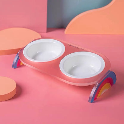Hommie Rainbow Acrylic Double Cat Bowl HBPT020 3