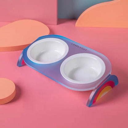 Hommie Rainbow Acrylic Double Cat Bowl HBPT020 2