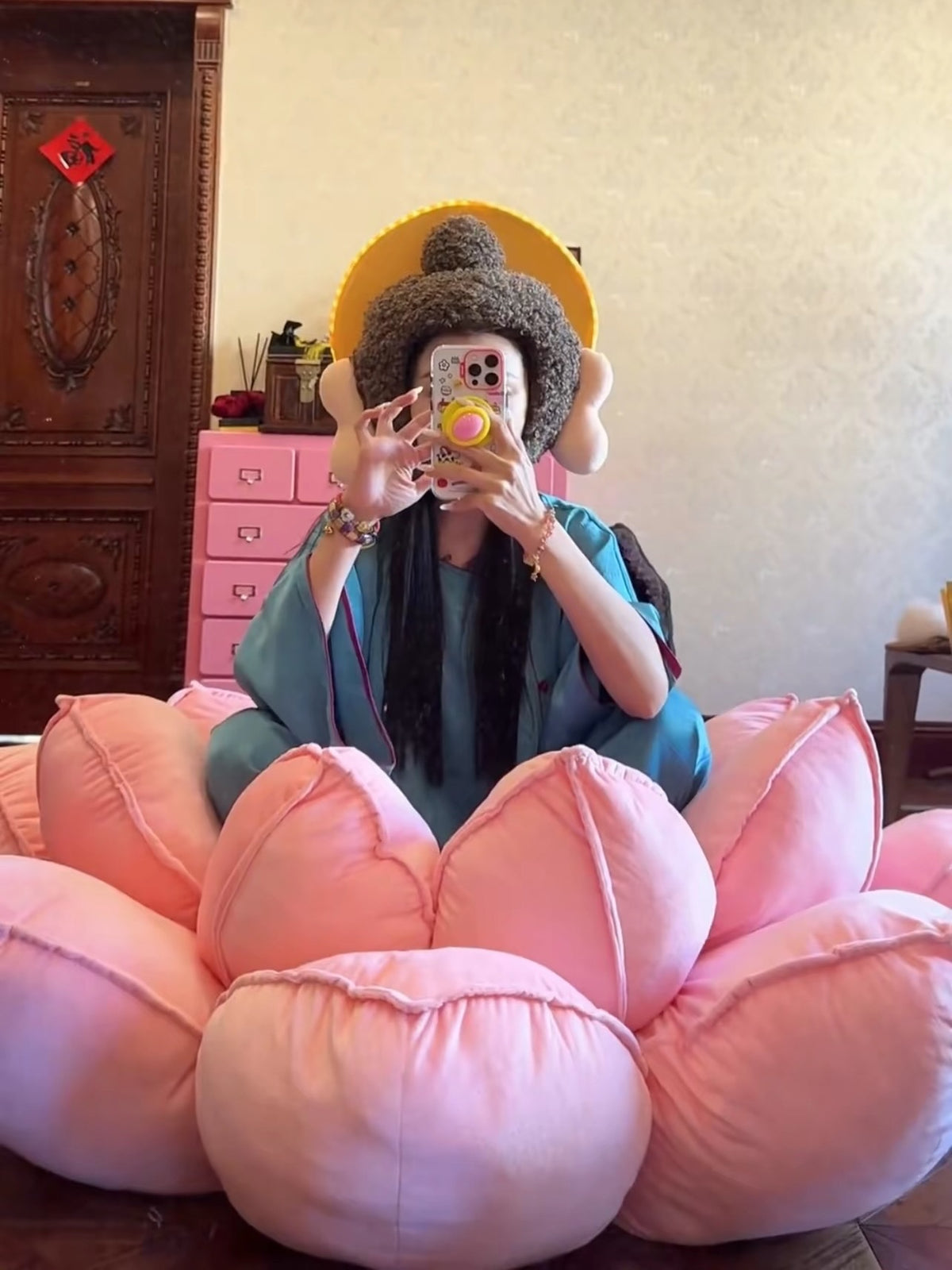 Hommie Pink Lotus Floor Cushion HBSF068 2