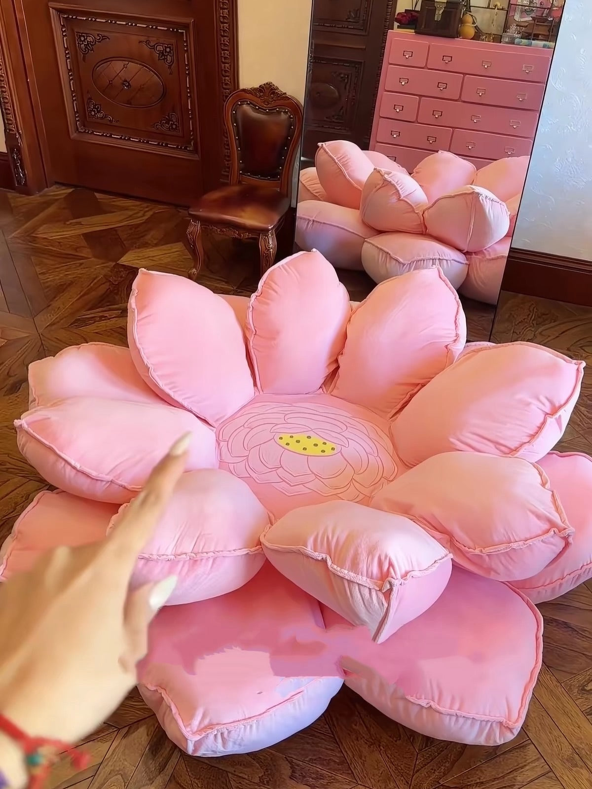 Hommie Pink Lotus Floor Cushion HBSF068 1