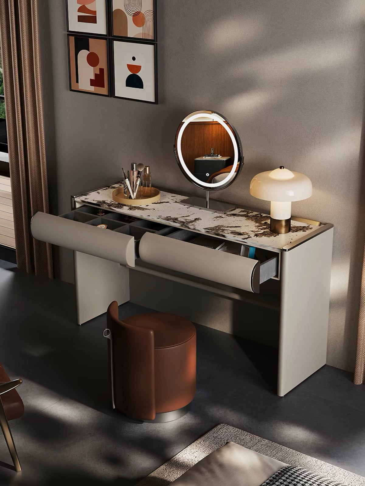 Hommie Marble Top Dressing Table Set HBMB010 1