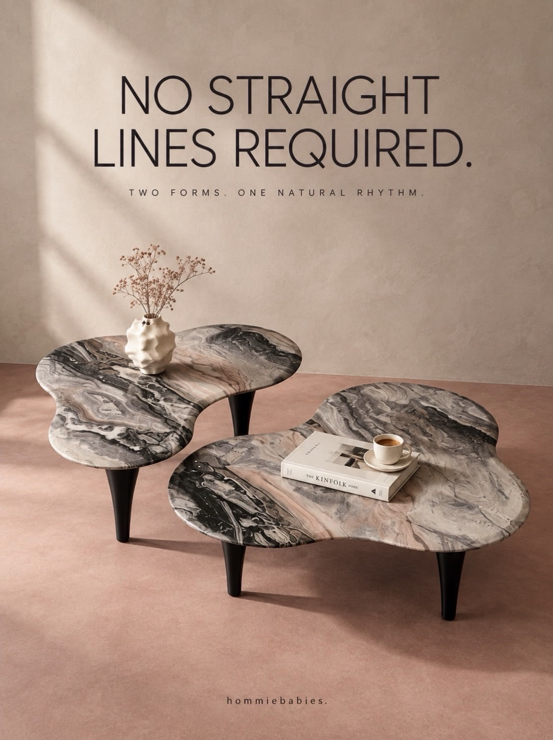 Hommie Stainless Venetian Marble Coffee Table Set HBFT024 1