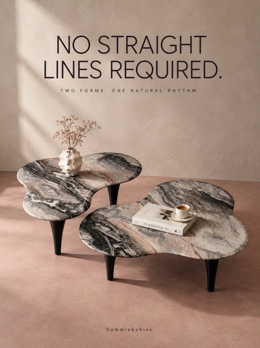 Hommie Stainless Venetian Marble Coffee Table Set HBFT024 1
