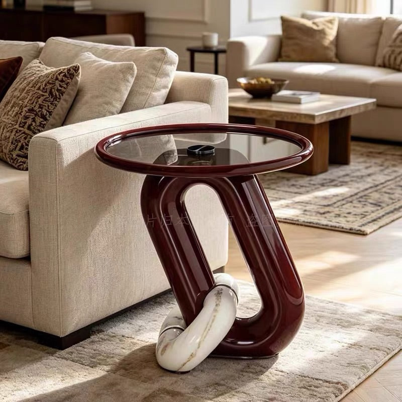 Hommie Burgundy Loop Glass Side Table HBLC020 2