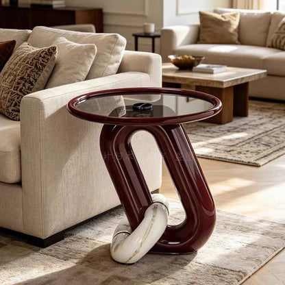 Hommie Burgundy Loop Glass Side Table HBLC020 2