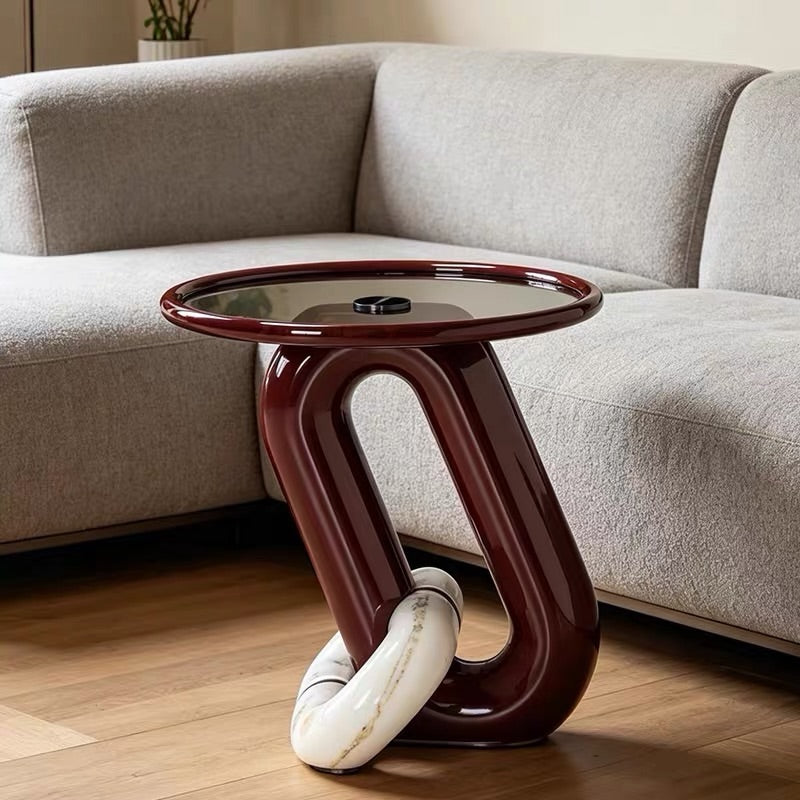 Hommie Burgundy Loop Glass Side Table HBLC020 1