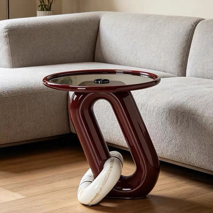 Hommie Burgundy Loop Glass Side Table HBLC020 1
