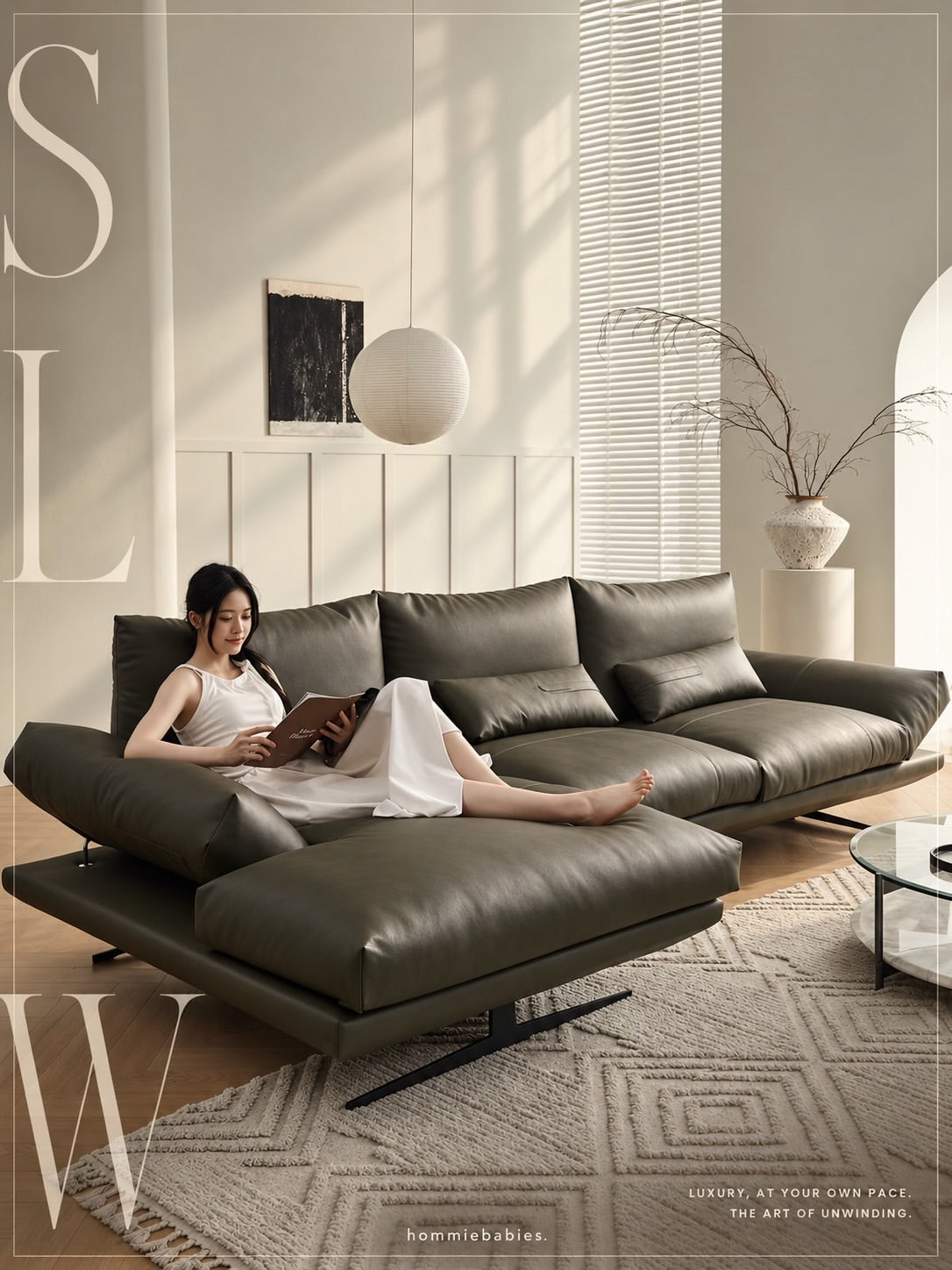 Hommie Italian Top Grain Leather Sofa HBSF060 1