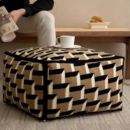Hommie Geometric Tufted Square Pouf HBST028 1