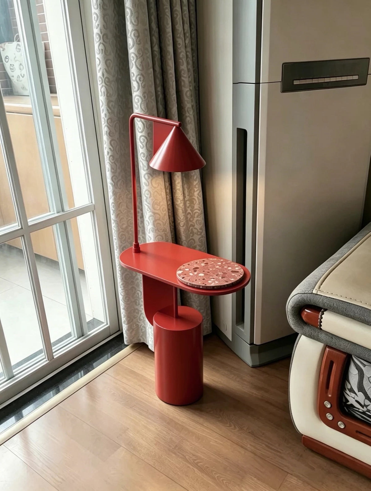Hommie Red Brick Side Table with Lamp HBLC017 1